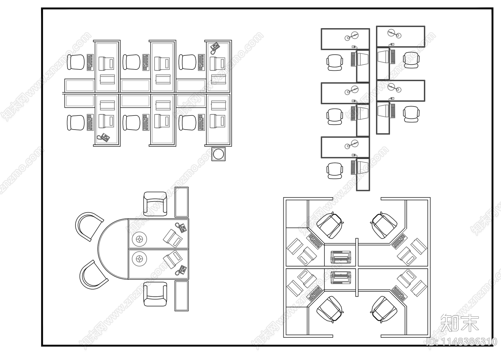 办公桌椅施工图下载【ID:1148386310】