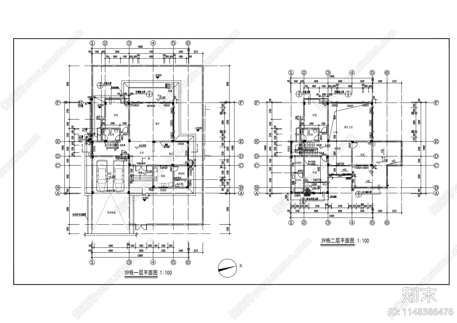 独栋别墅建筑cad施工图下载【ID:1148386476】