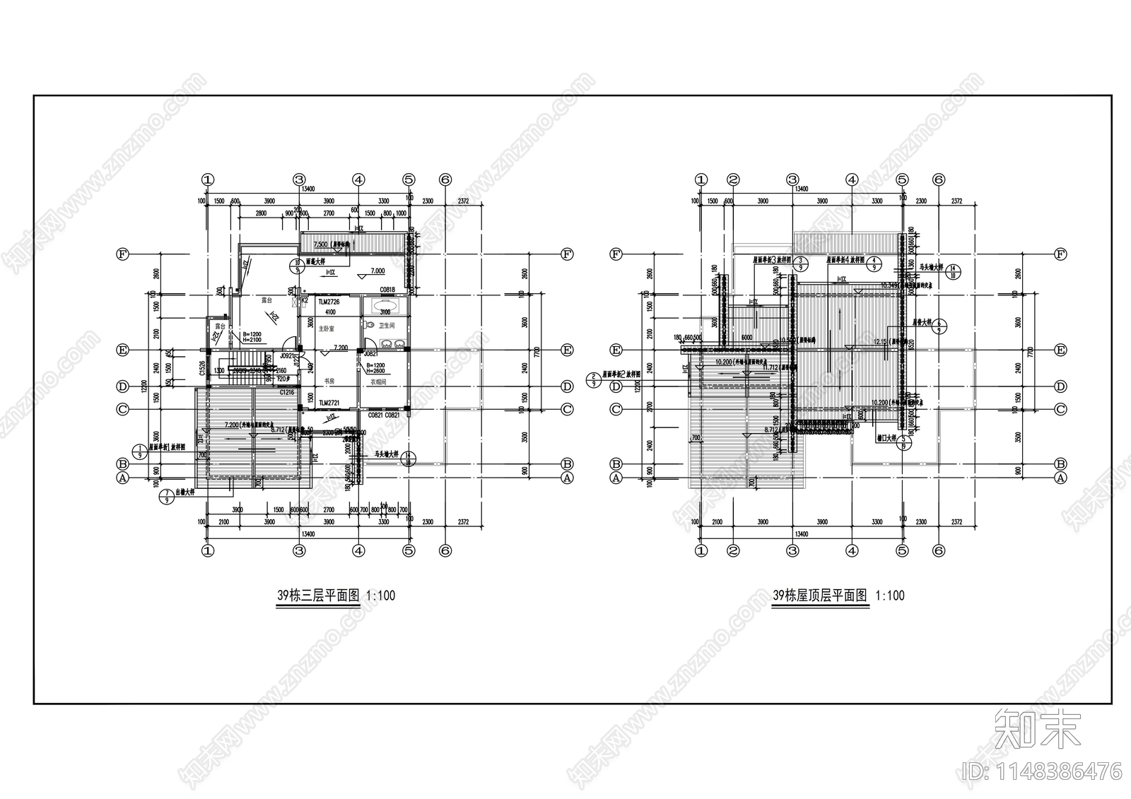 独栋别墅建筑cad施工图下载【ID:1148386476】