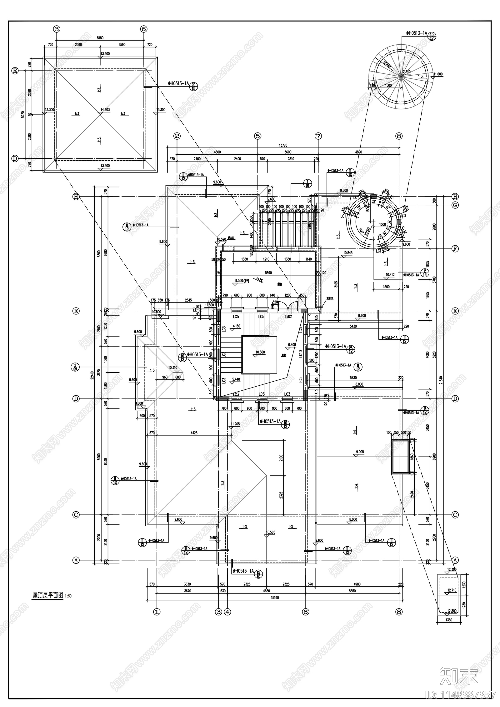 深圳经典独立别墅建筑cad施工图下载【ID:1148387357】