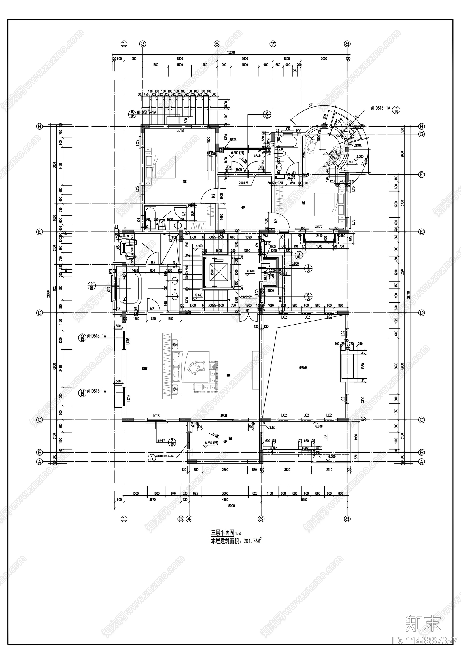 深圳经典独立别墅建筑cad施工图下载【ID:1148387357】