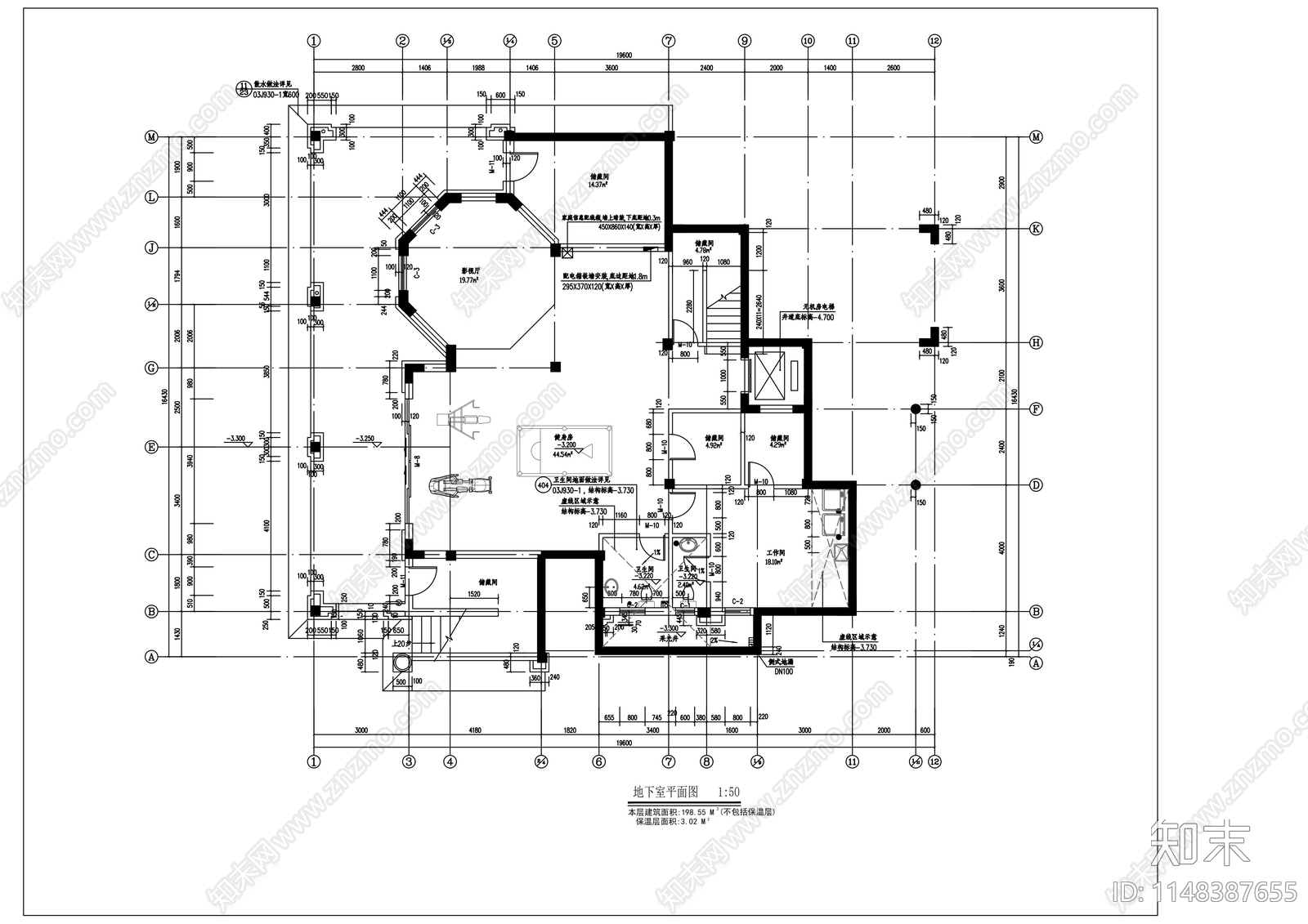 西班牙风格二层别墅建筑cad施工图下载【ID:1148387655】