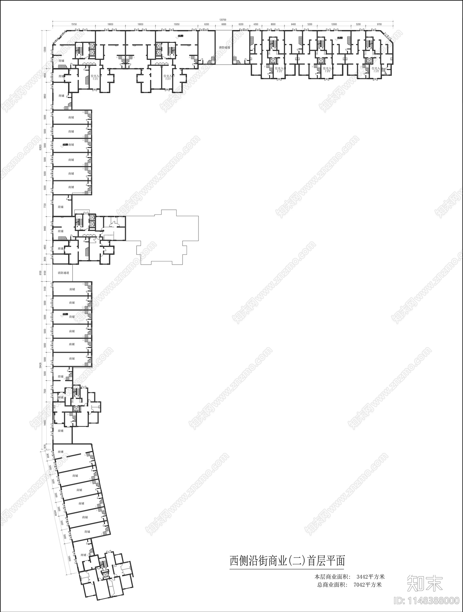 多层商业建筑平面图施工图下载【ID:1148388000】