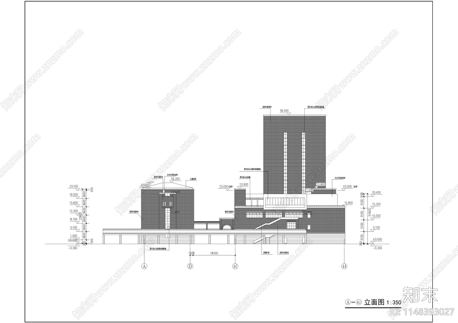 学生宿舍食堂综合楼建筑cad施工图下载【ID:1148393027】