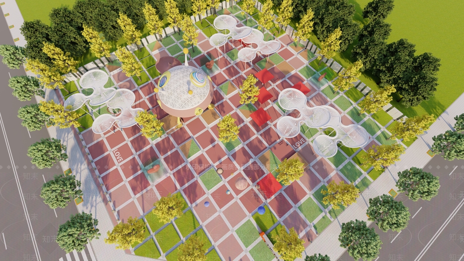 现代儿童公园景观SU模型下载【ID:1148393791】