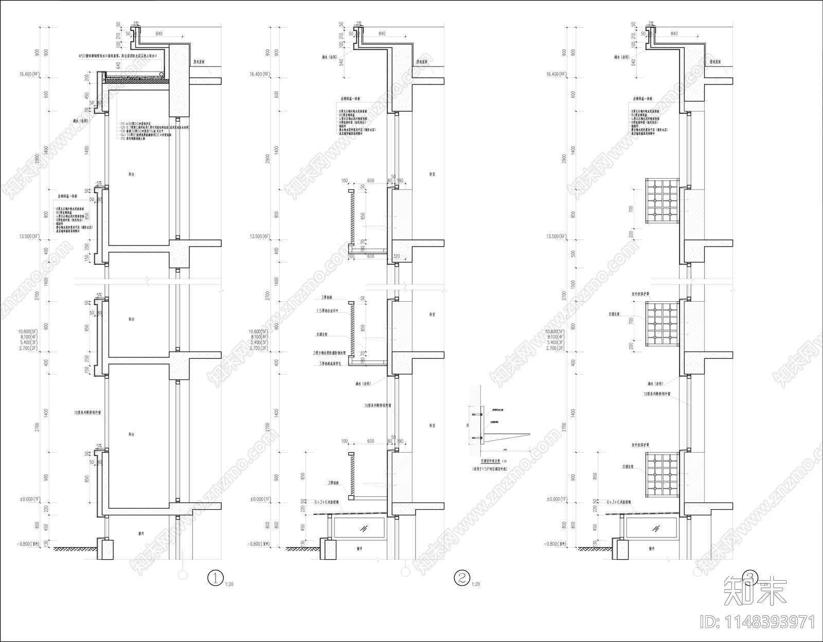 六层住宅楼老旧小区改造建筑cad施工图下载【ID:1148393971】