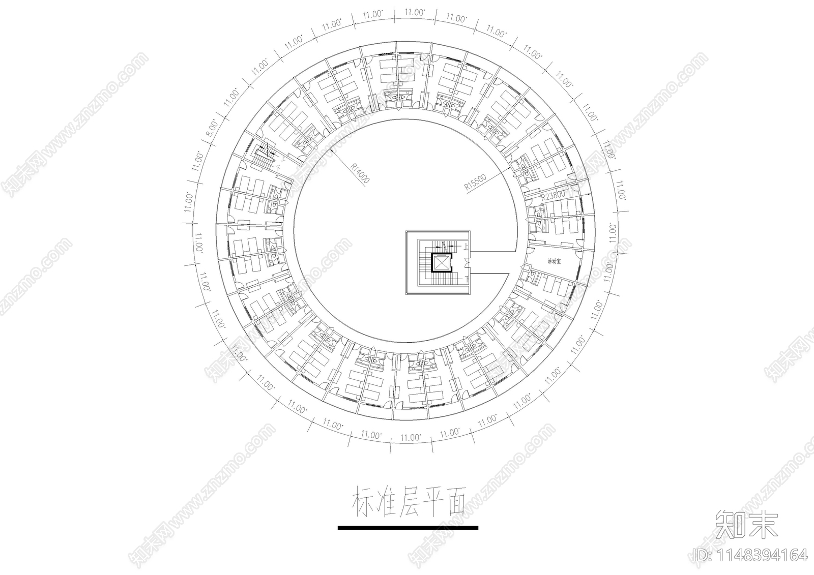 办公楼建筑cad施工图下载【ID:1148394164】