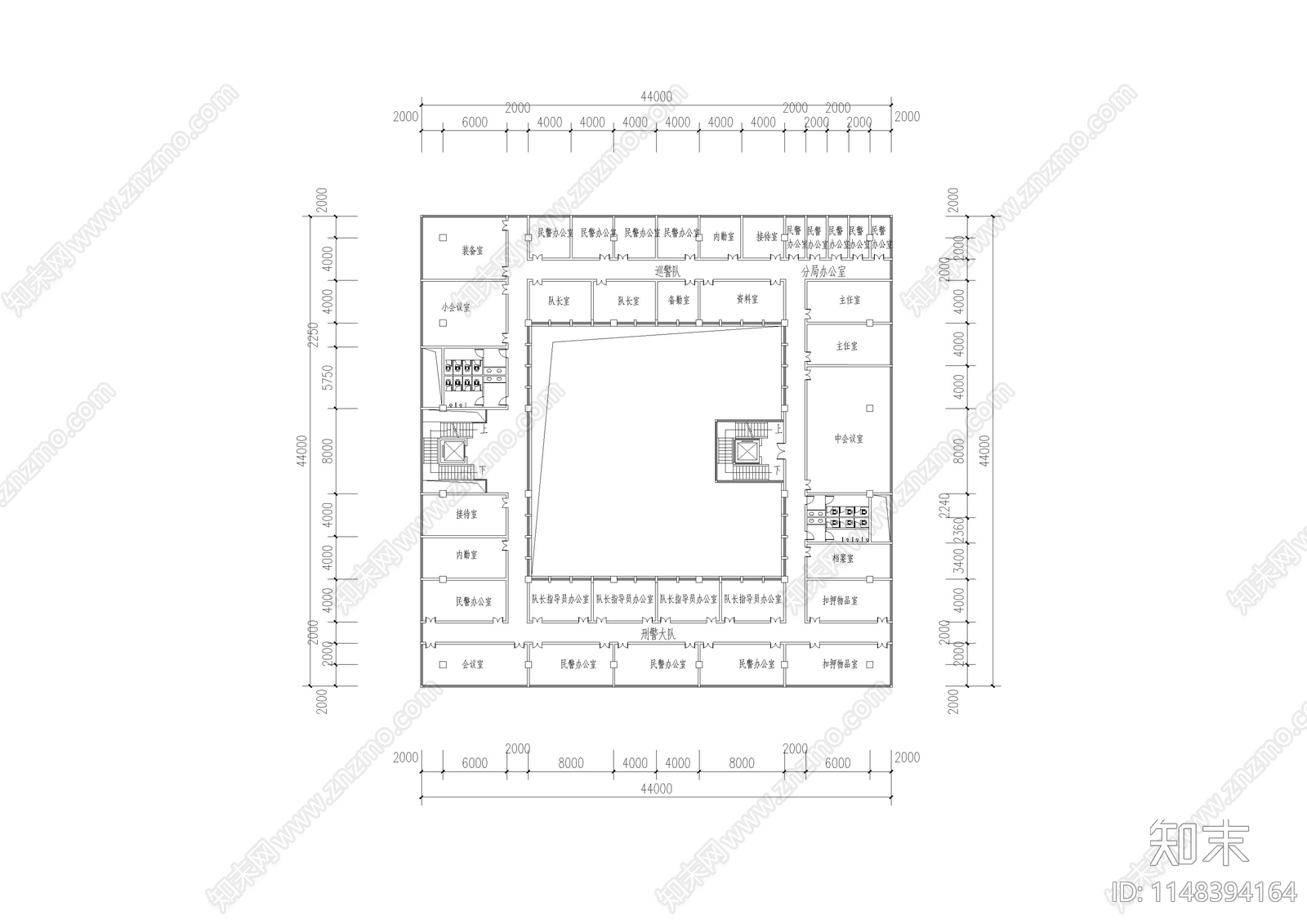 办公楼建筑cad施工图下载【ID:1148394164】