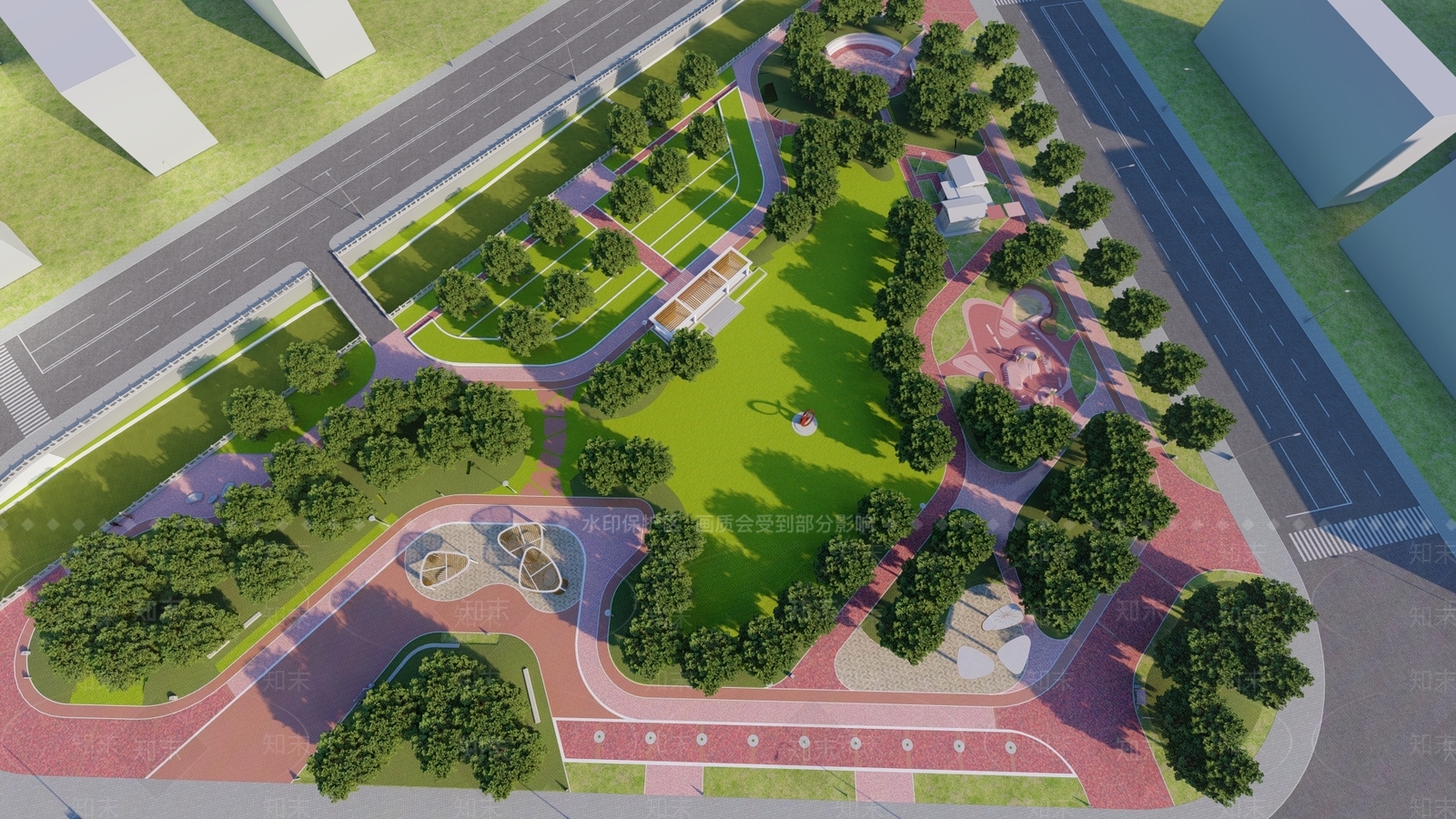 现代公园景观SU模型下载【ID:1148394027】