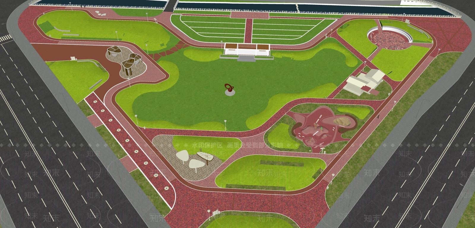 现代公园景观SU模型下载【ID:1148394027】