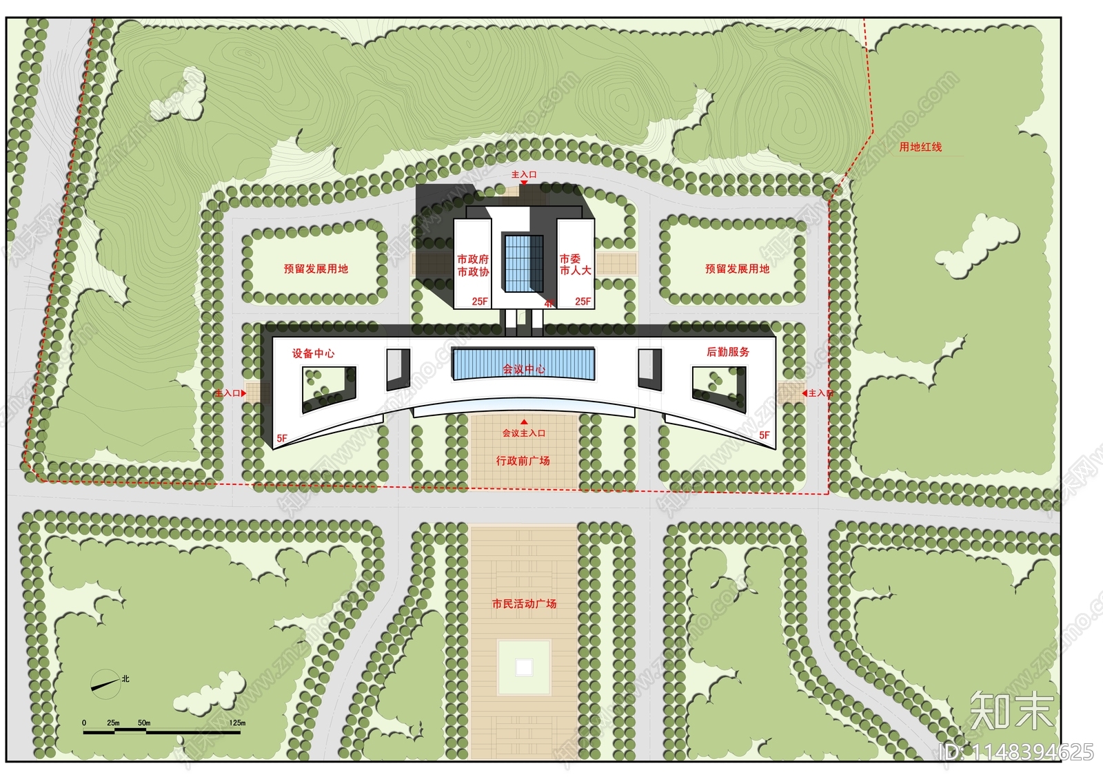 政治中心建筑平面规划图纸施工图下载【ID:1148394625】