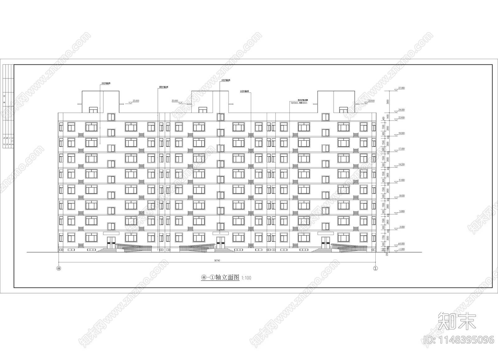 宜居经济适用房小区住宅楼建筑cad施工图下载【ID:1148395096】