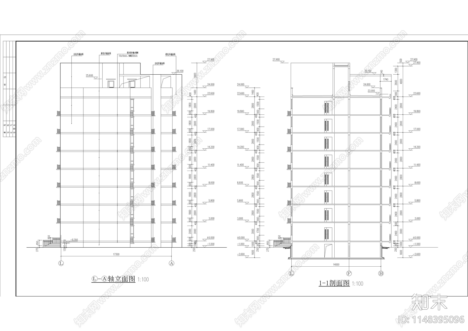 宜居经济适用房小区住宅楼建筑cad施工图下载【ID:1148395096】