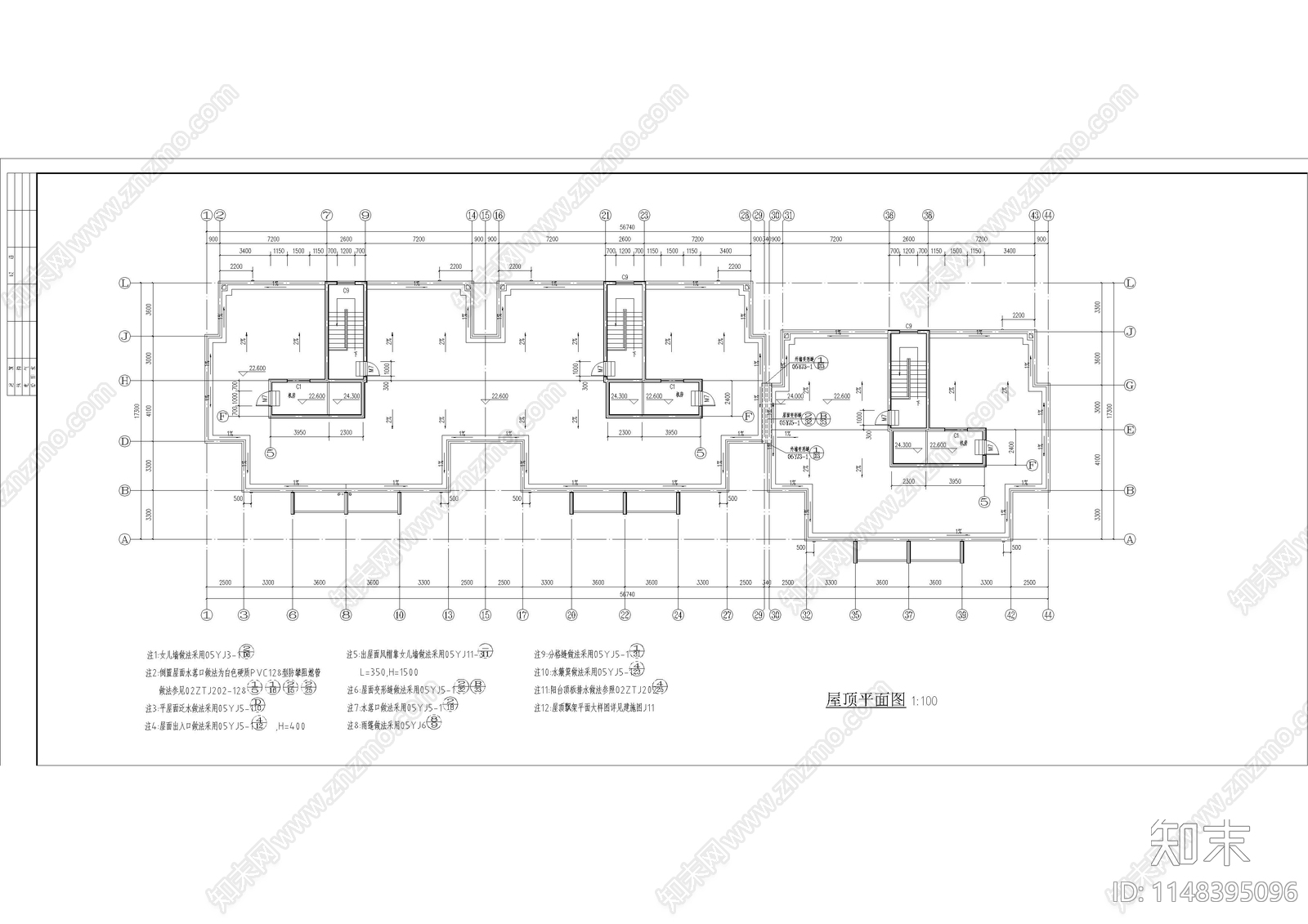 宜居经济适用房小区住宅楼建筑cad施工图下载【ID:1148395096】