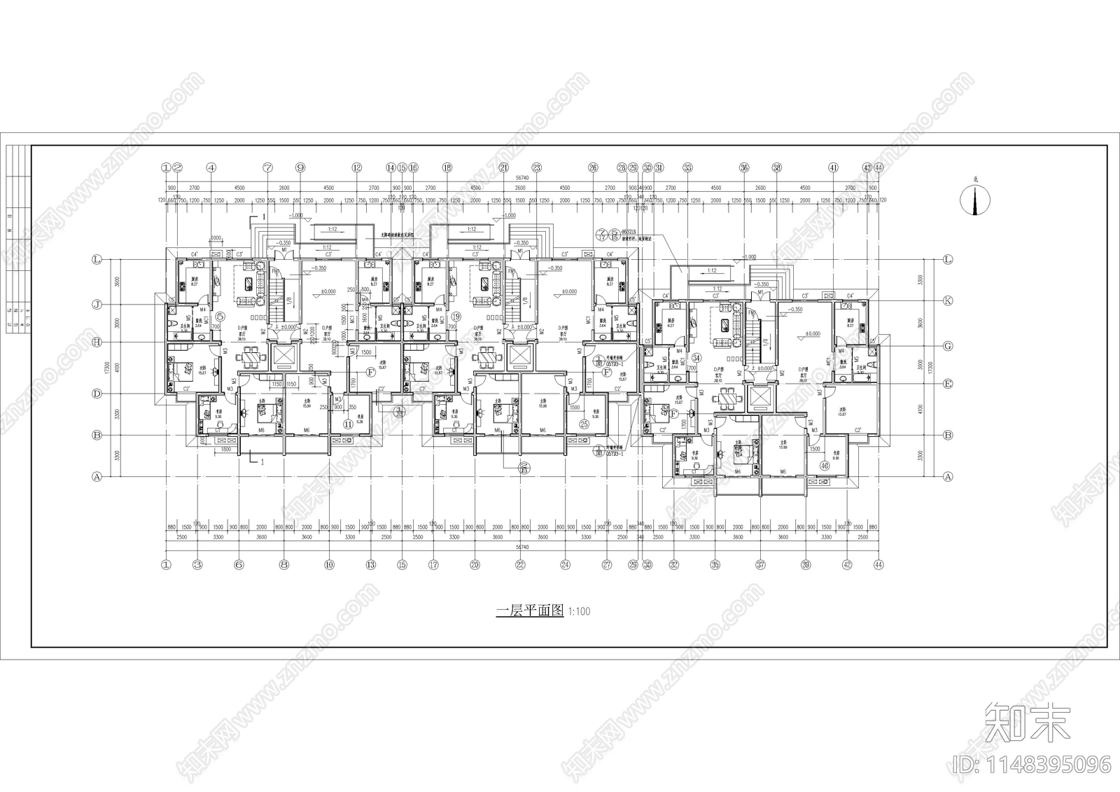 宜居经济适用房小区住宅楼建筑cad施工图下载【ID:1148395096】