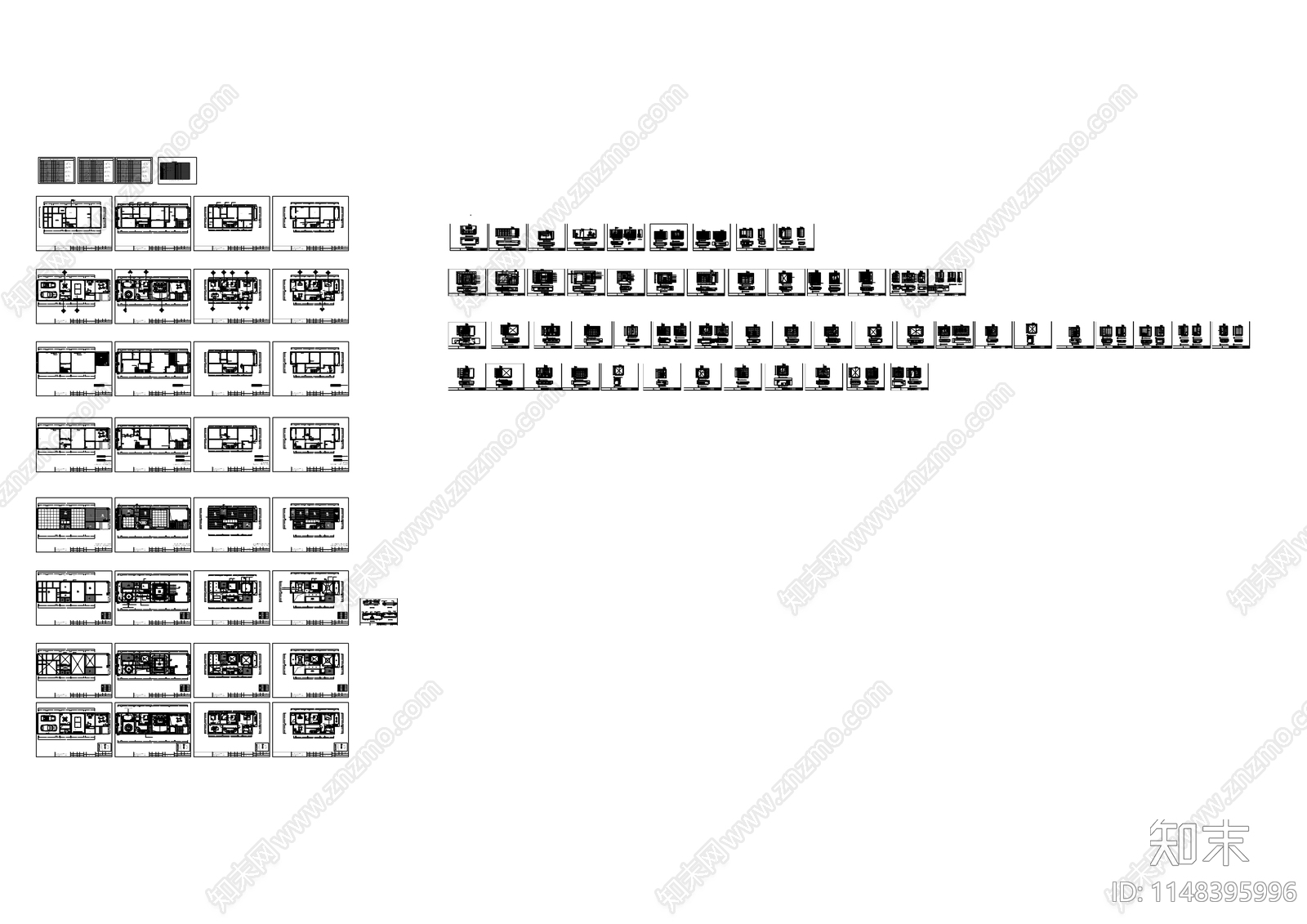 新中式别墅室内cad施工图下载【ID:1148395996】