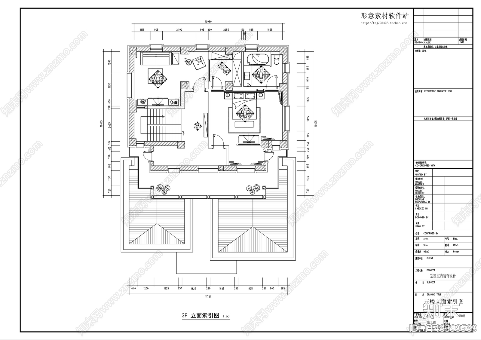 中式别墅室内cad施工图下载【ID:1148399589】