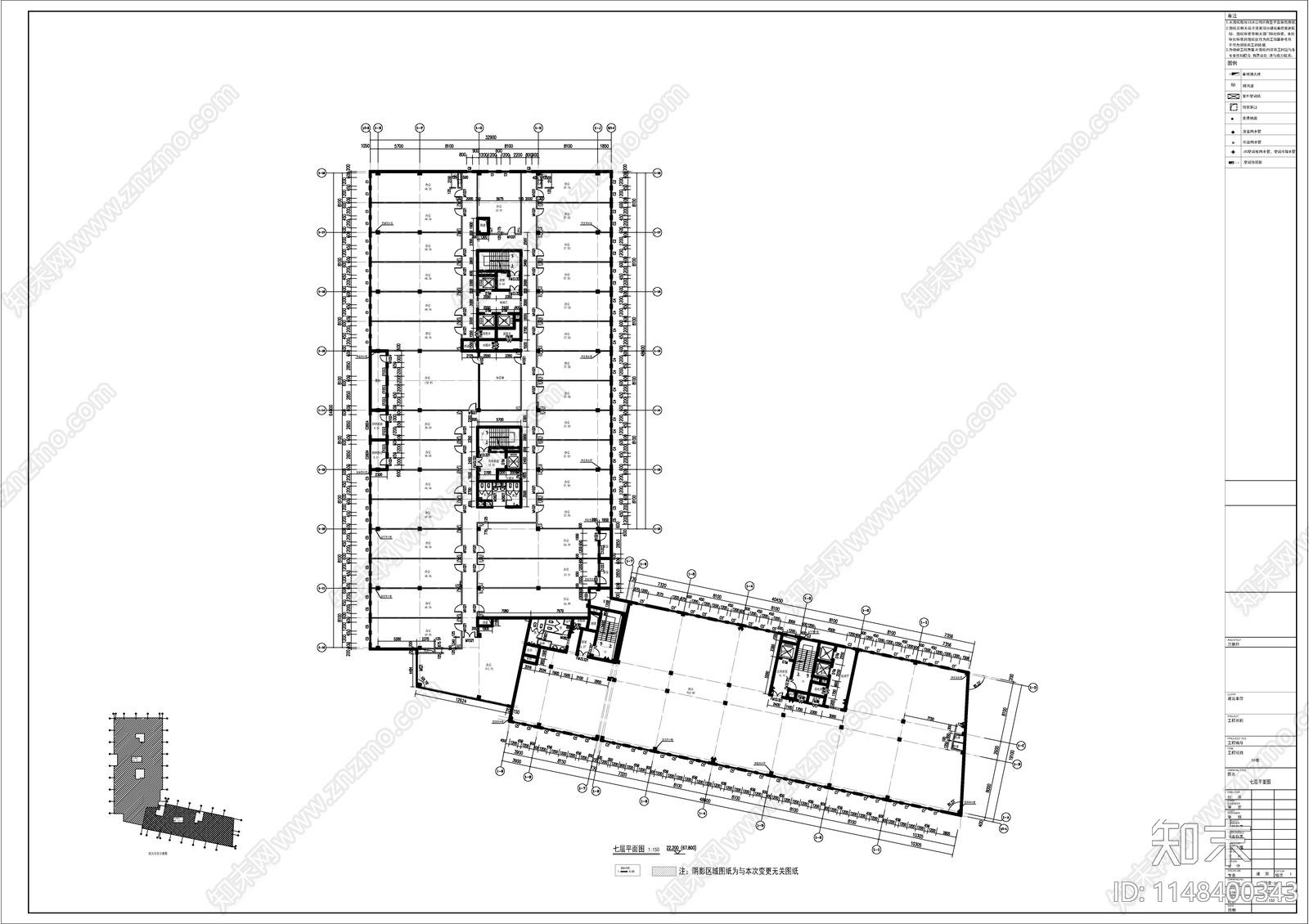 高层现代简约风格办公综合楼建筑cad施工图下载【ID:1148400343】