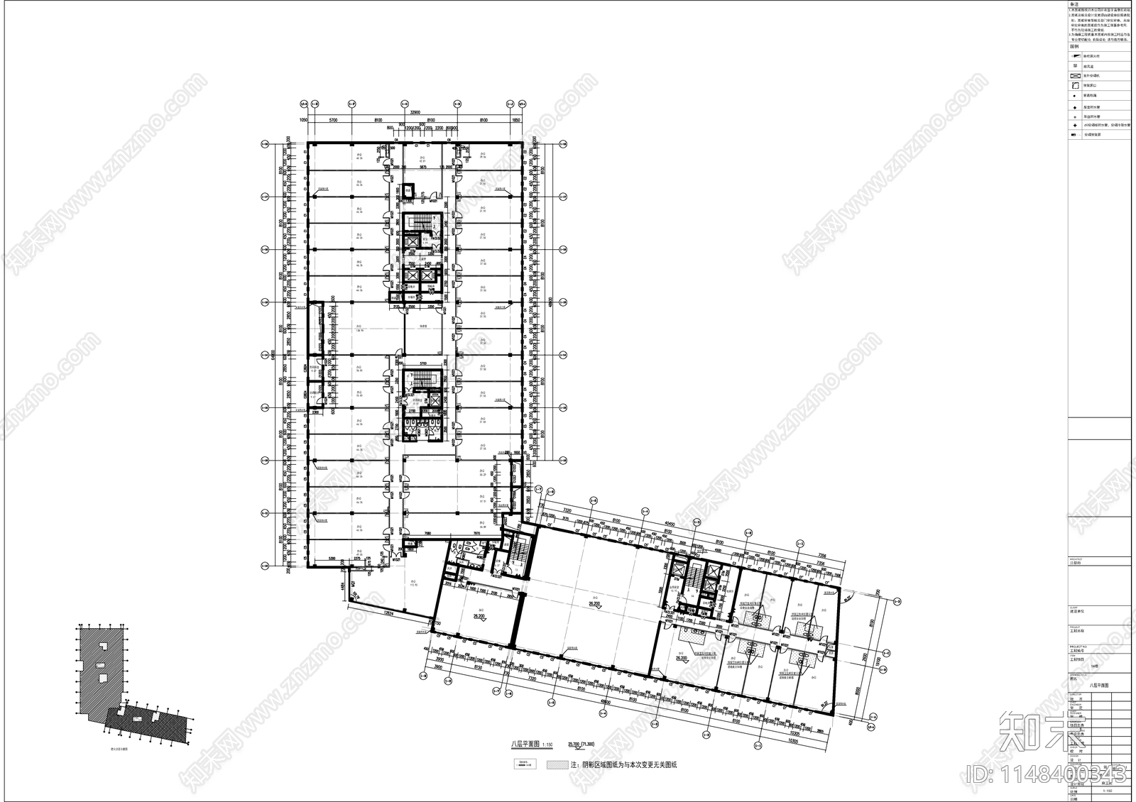 高层现代简约风格办公综合楼建筑cad施工图下载【ID:1148400343】