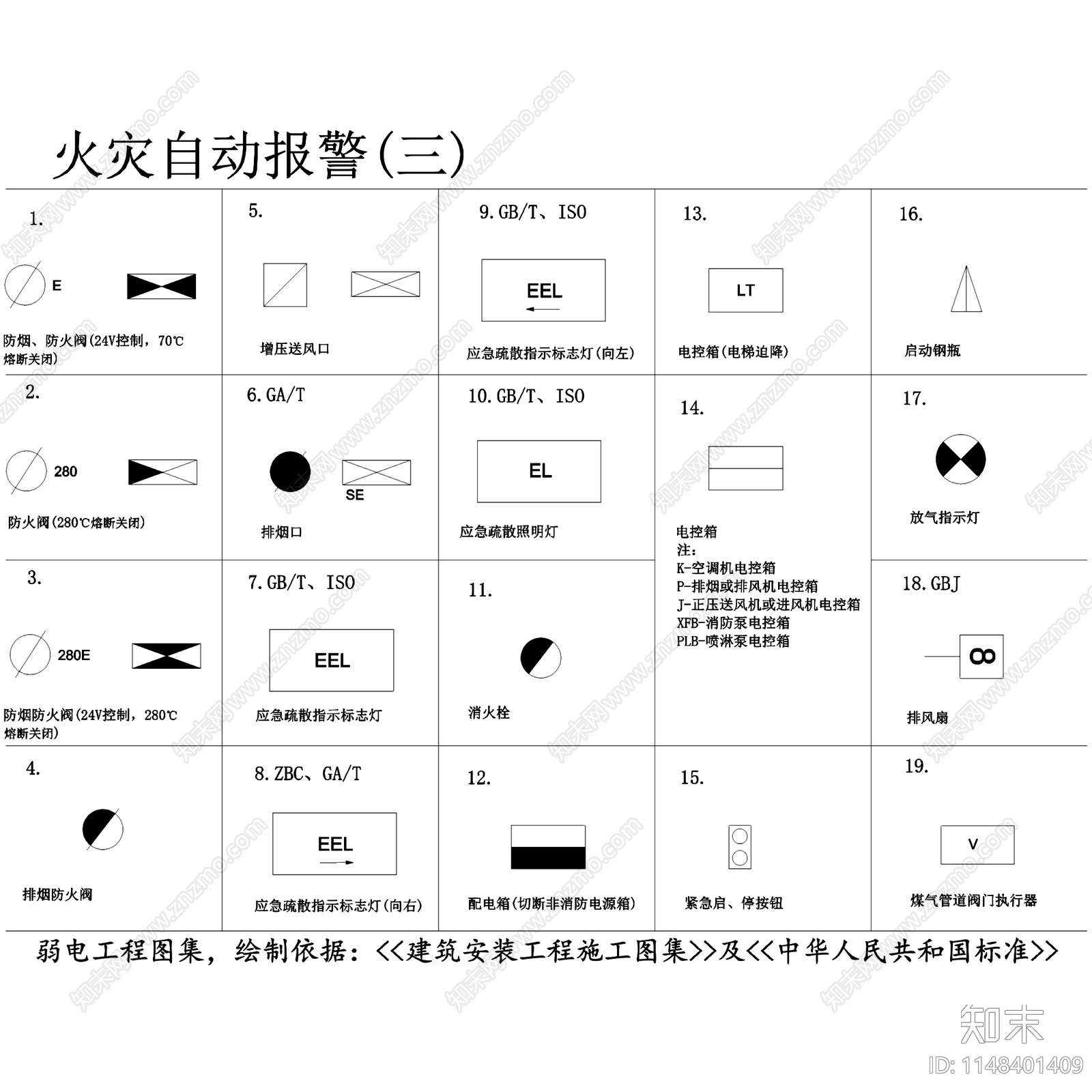 弱电工程常用图形符号图例cad施工图下载【ID:1148401409】