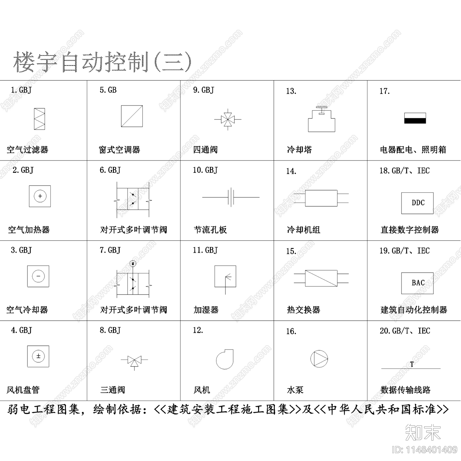 弱电工程常用图形符号图例cad施工图下载【ID:1148401409】