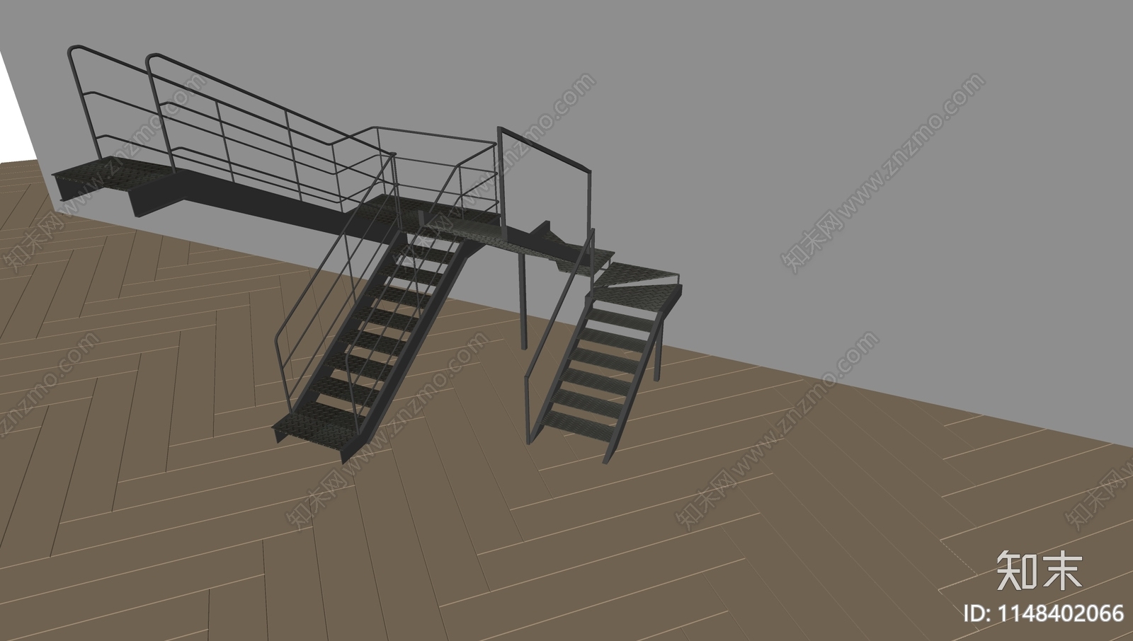 现代扶手楼梯SU模型下载【ID:1148402066】