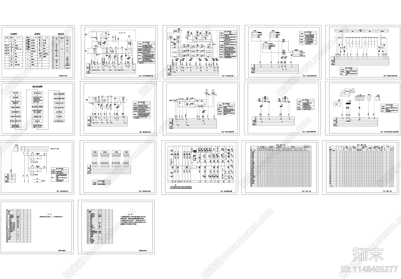 建筑自动化BAS系统整套控制原理图施工图cad施工图下载【ID:1148405277】