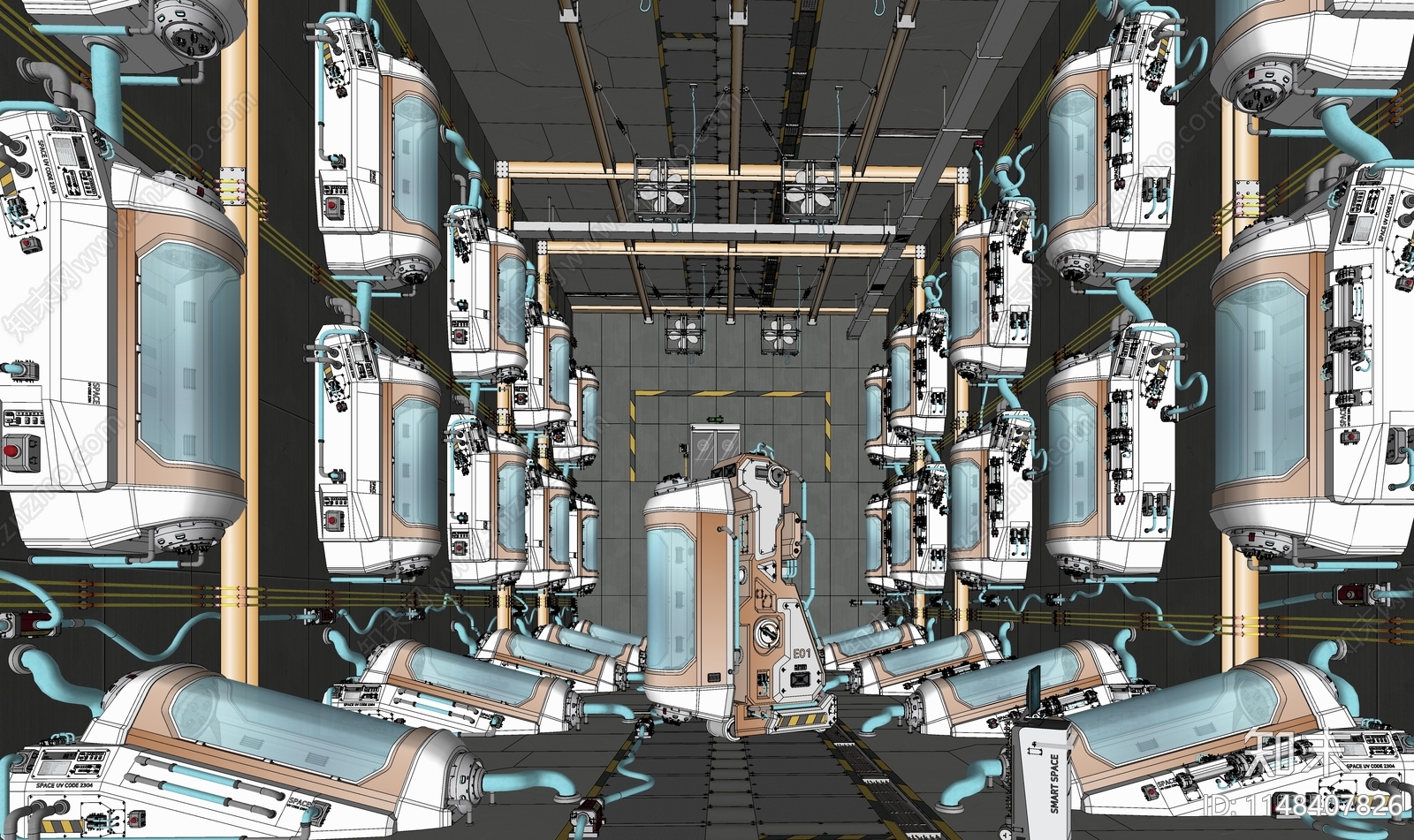 现代科幻休眠仓培养室SU模型下载【ID:1148407826】
