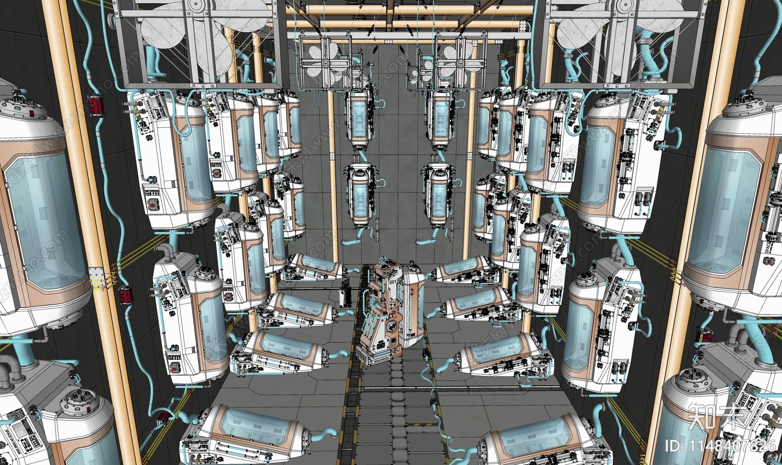 现代科幻休眠仓培养室SU模型下载【ID:1148407826】
