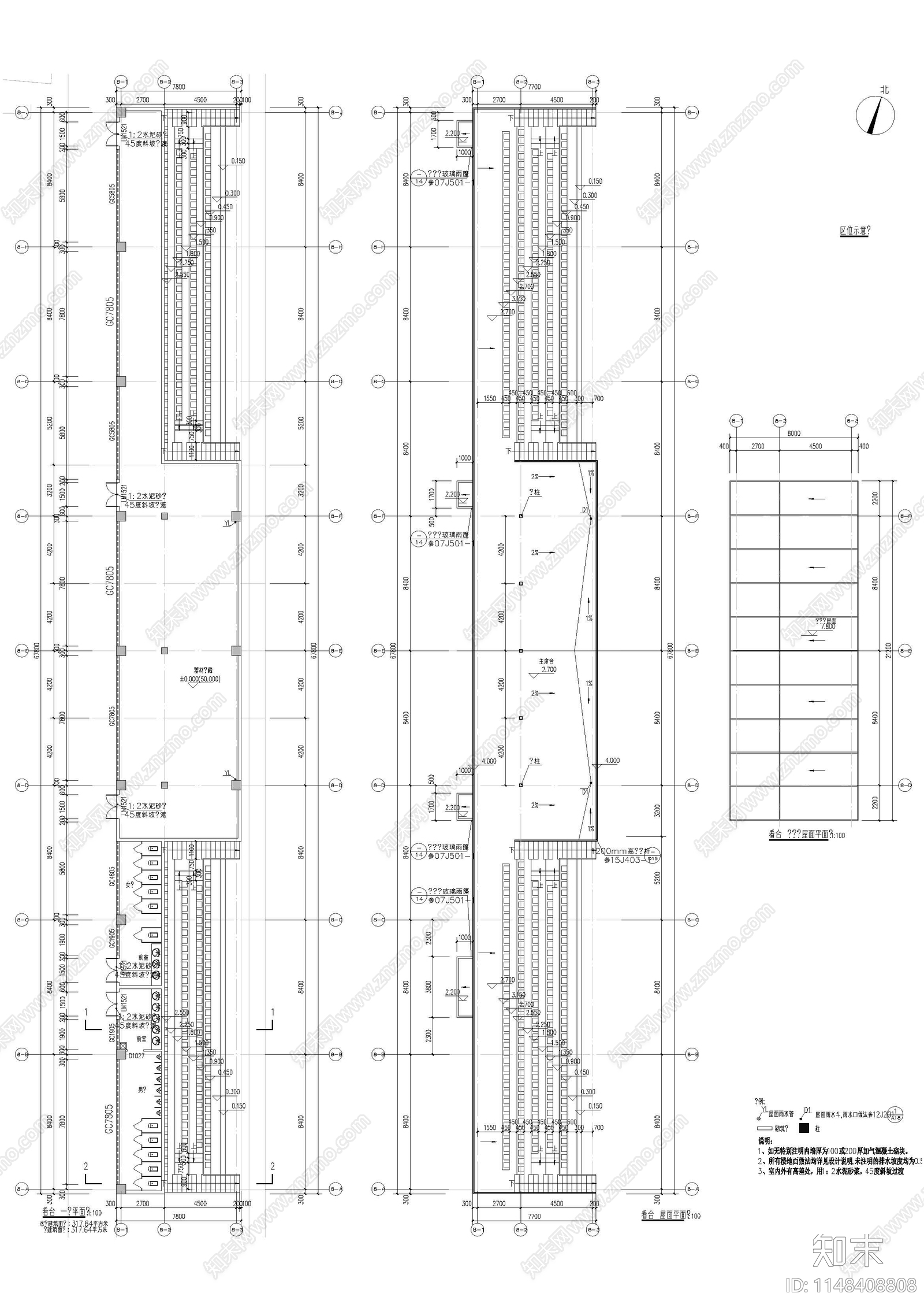 学校看台建筑cad施工图下载【ID:1148408808】