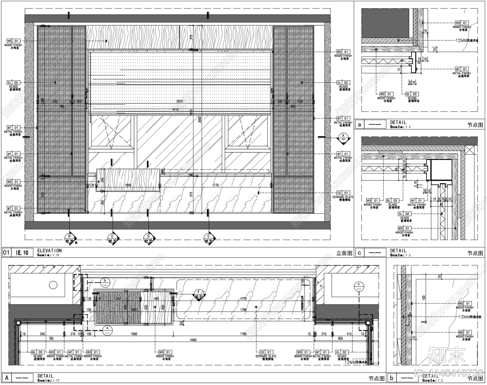 室内飘窗窗台节点cad施工图下载【ID:1148410738】