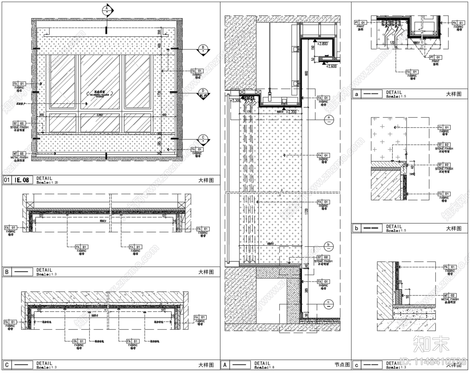 室内飘窗窗台节点cad施工图下载【ID:1148410738】