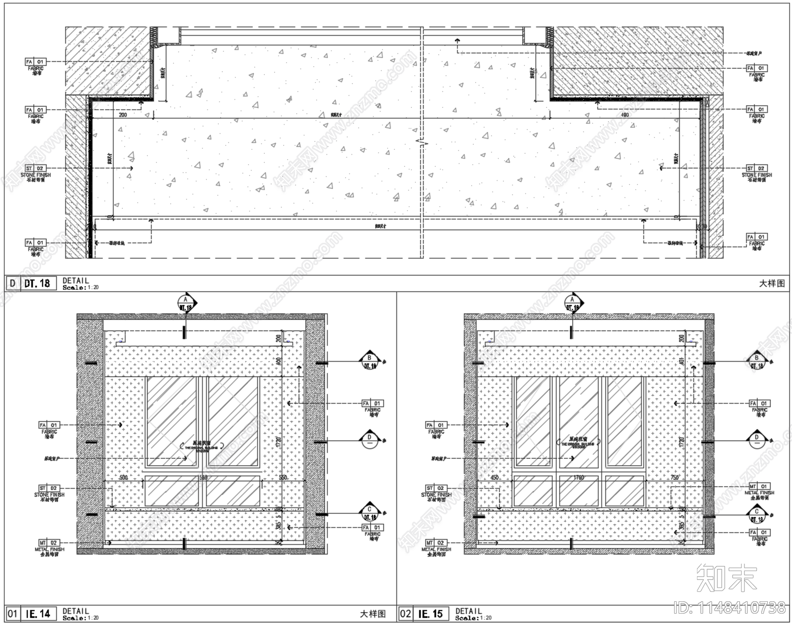室内飘窗窗台节点cad施工图下载【ID:1148410738】