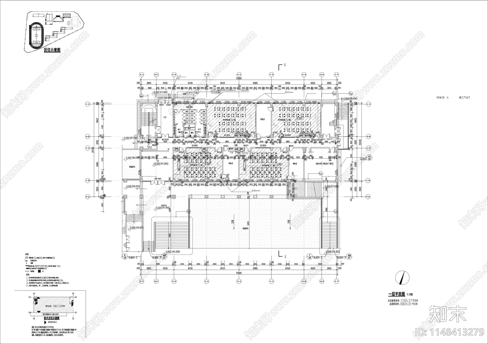 中学实验楼建筑cad施工图下载【ID:1148413279】