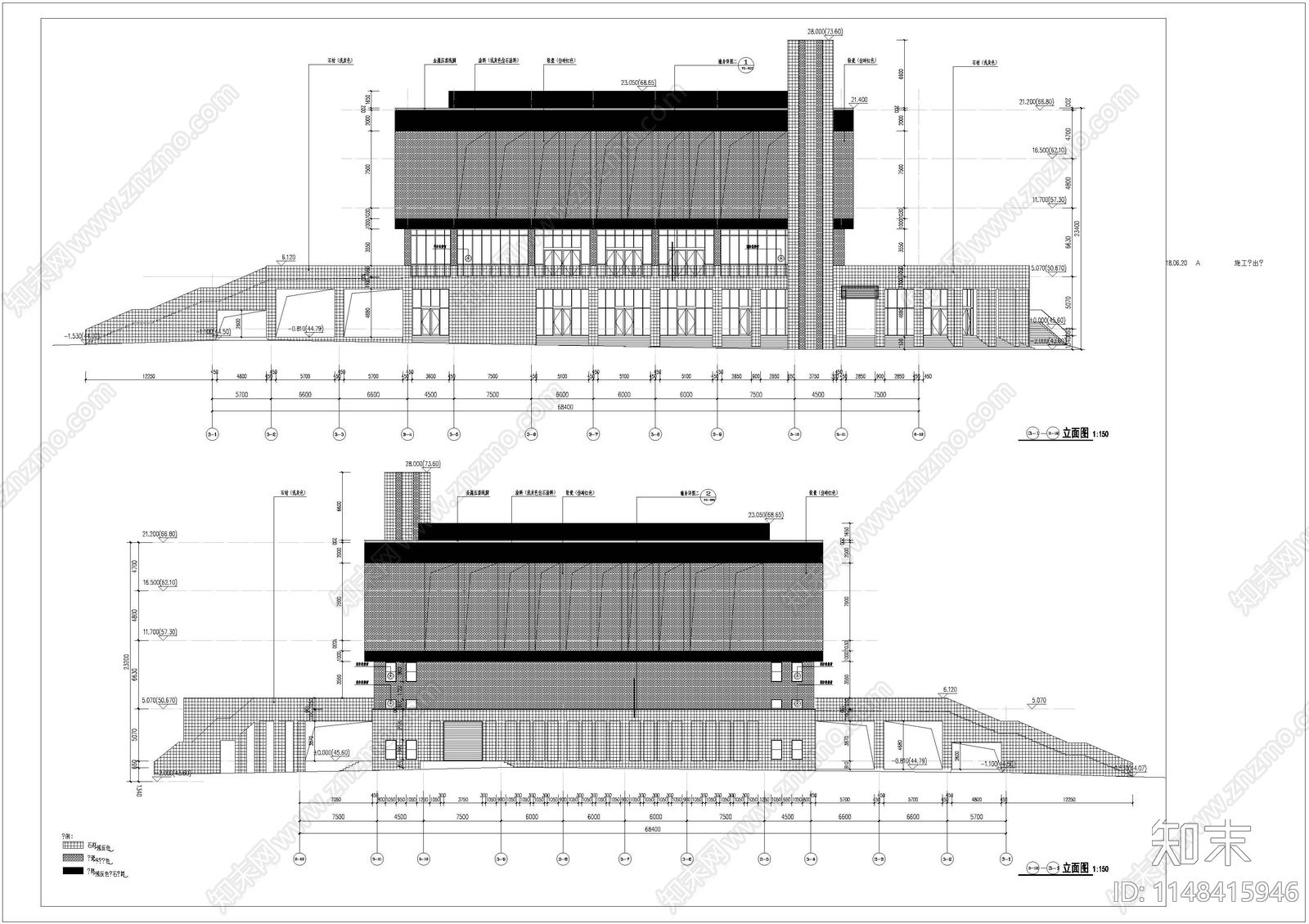 中学报告厅建筑cad施工图下载【ID:1148415946】