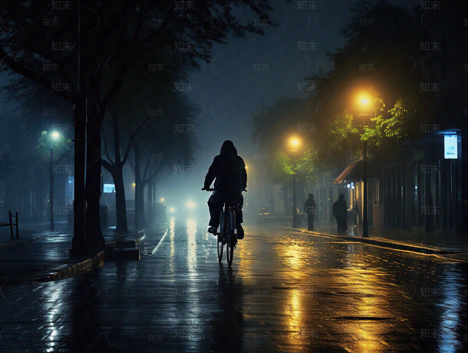 夜晚潮湿街道外景贴图下载【ID:1148417835】