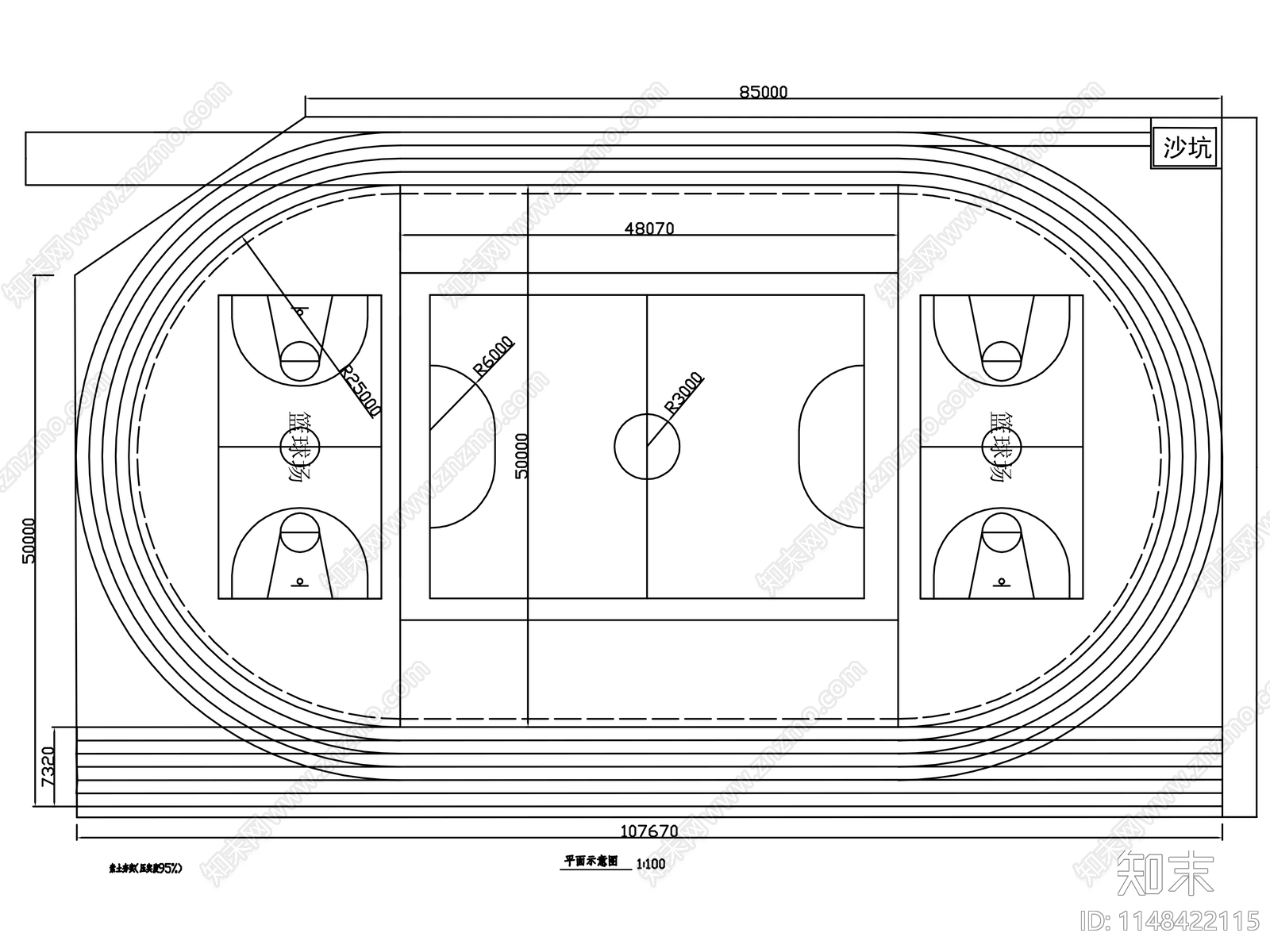 学校塑胶跑道地面详图cad施工图下载【ID:1148422115】