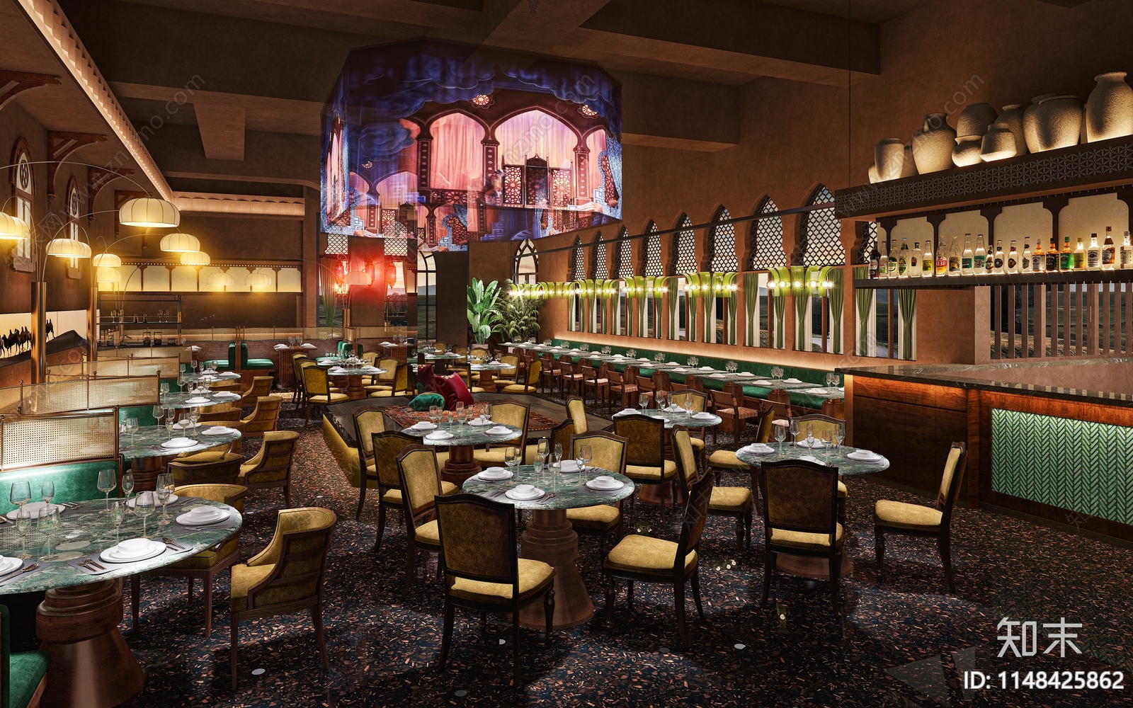 新疆菜特色餐厅室内施工图下载【ID:1148425862】