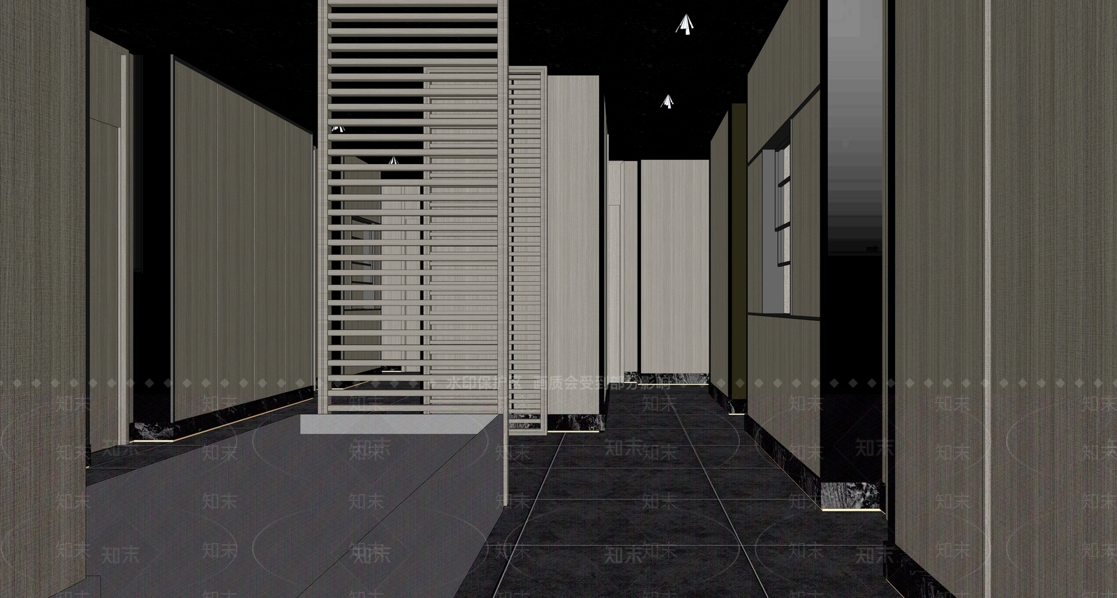 现代过道过厅SU模型下载【ID:1148431423】