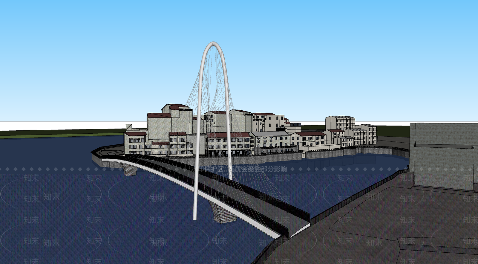 现代跨海大桥SU模型下载【ID:1148436228】