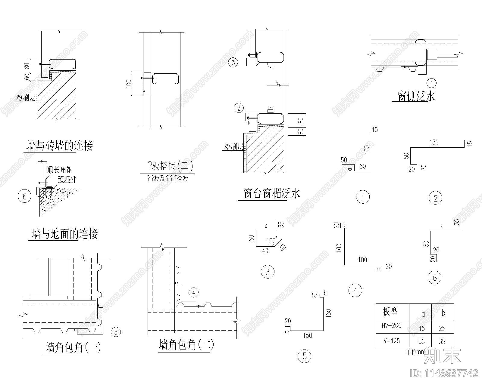 平屋顶房顶坡屋面檐口天沟节点cad施工图下载【ID:1148637742】