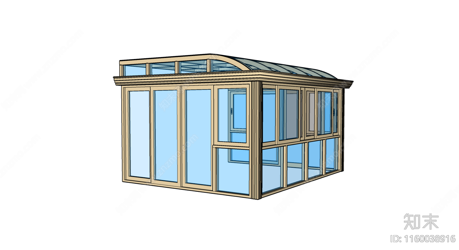 玻璃推拉门阳光房SU模型下载【ID:1160038916】