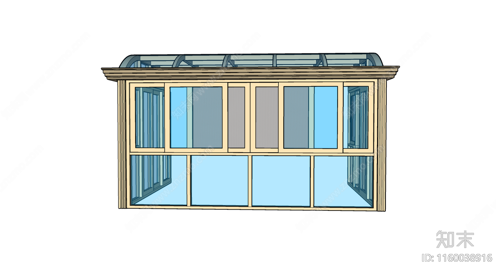 玻璃推拉门阳光房SU模型下载【ID:1160038916】