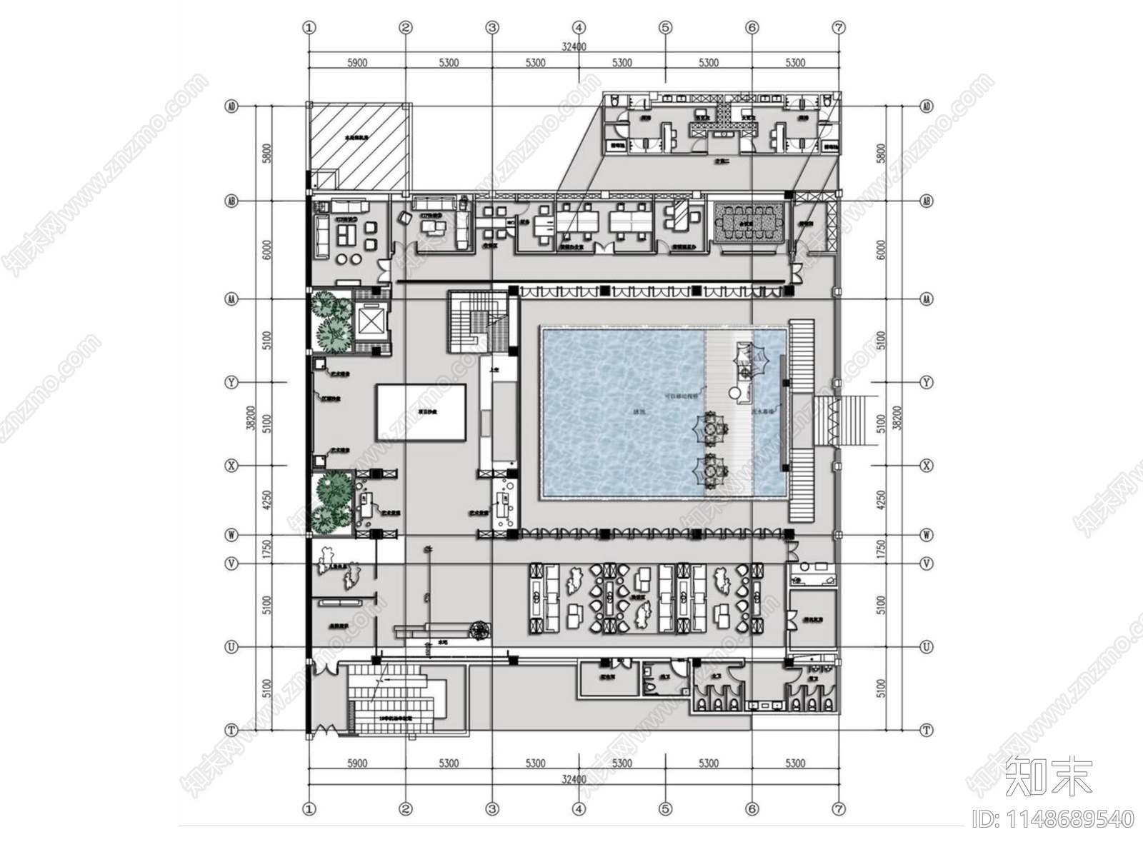 南京江宁东山会所室内cad施工图下载【ID:1148689540】