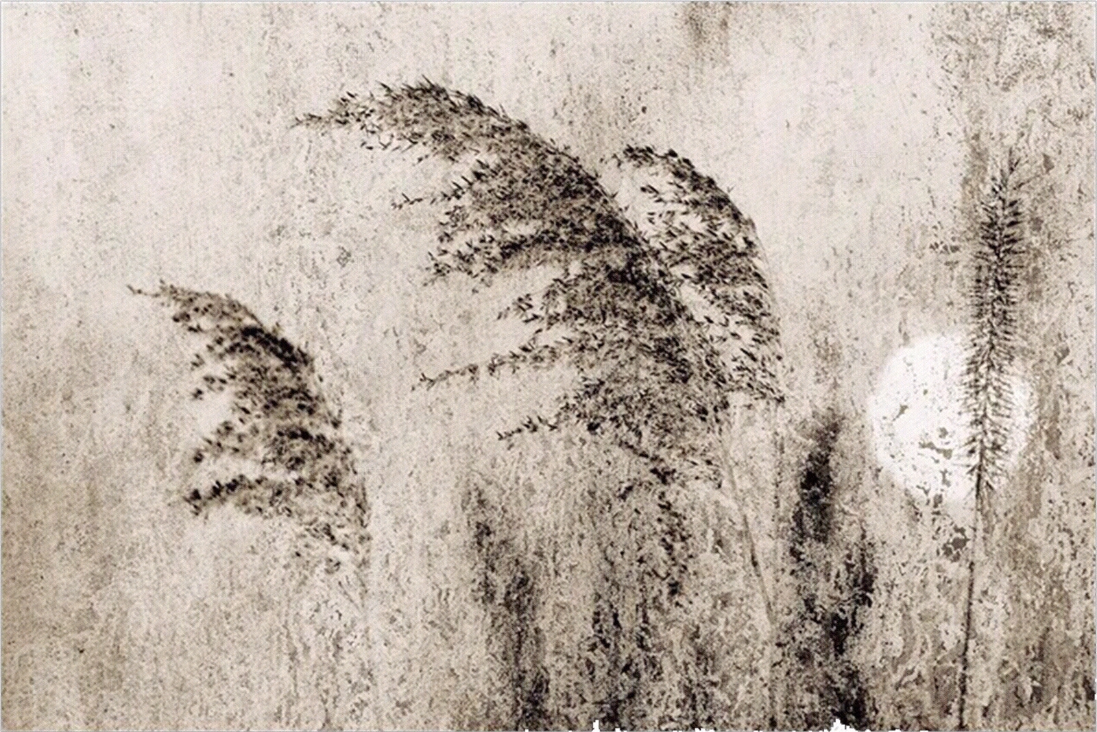 侘寂赤贫风客厅装饰画玄关复古芦苇意境挂画展厅书房古典挂画贴图下载【ID:1148836975】