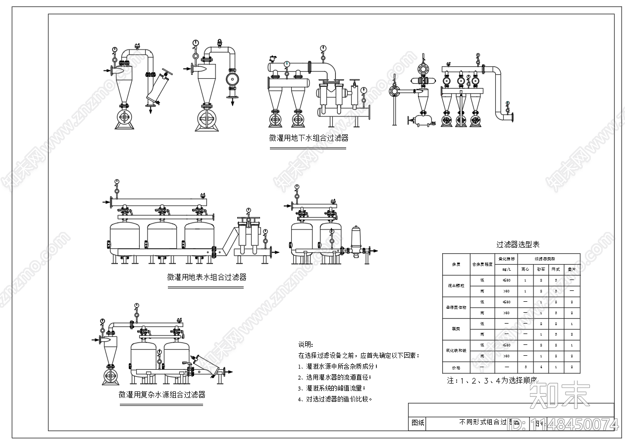 微灌首部枢纽装置结构图cad施工图下载【ID:1148450074】