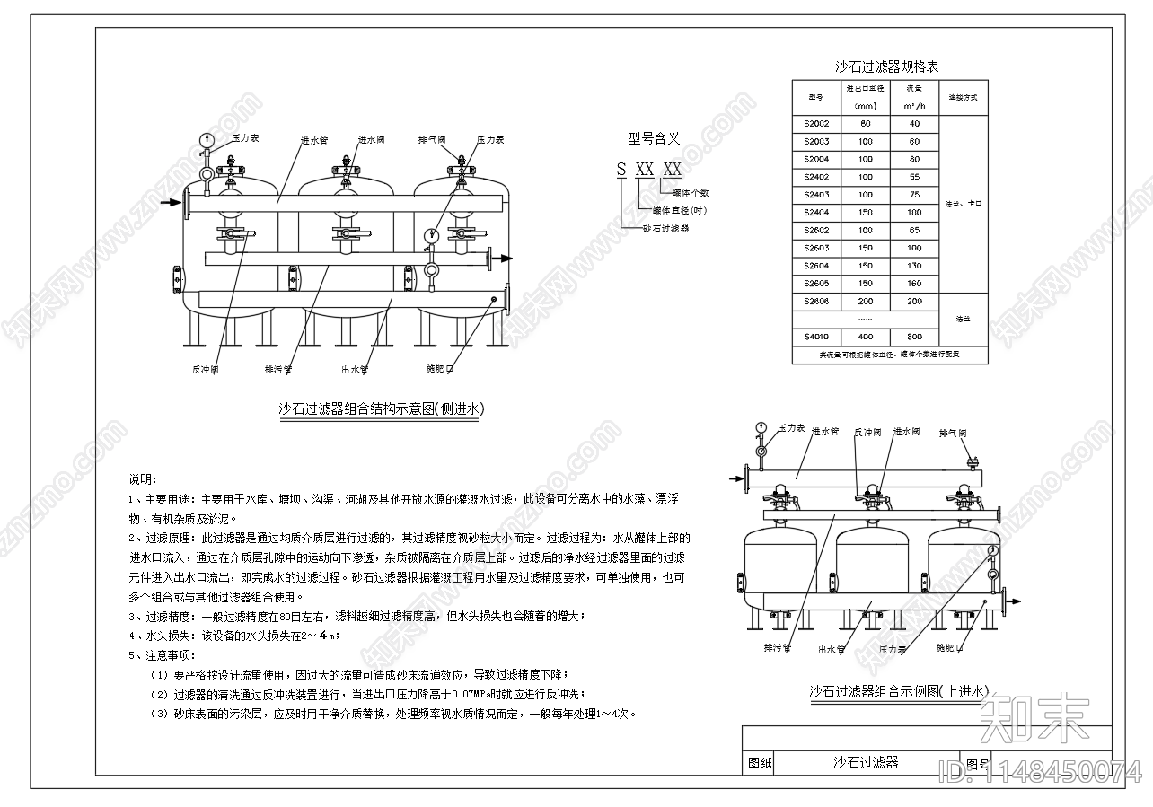 微灌首部枢纽装置结构图cad施工图下载【ID:1148450074】