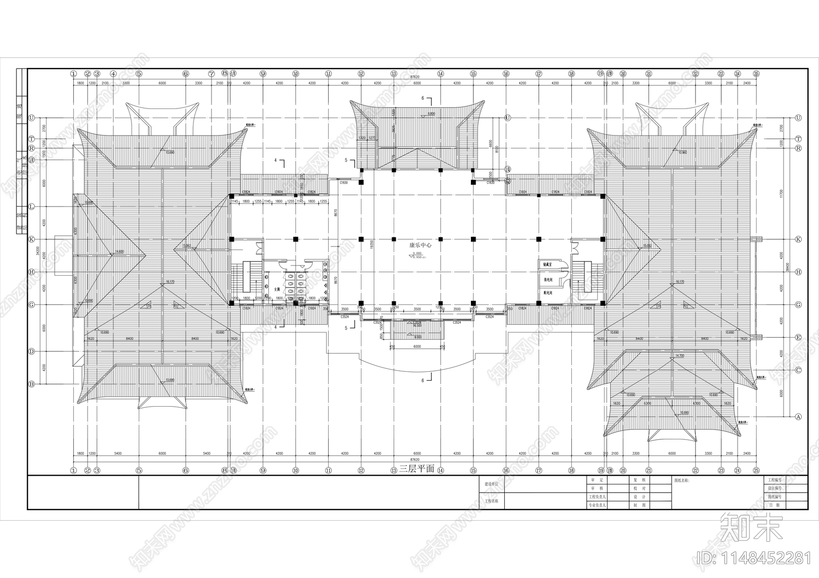 镇江三层仿古商办楼建筑cad施工图下载【ID:1148452281】