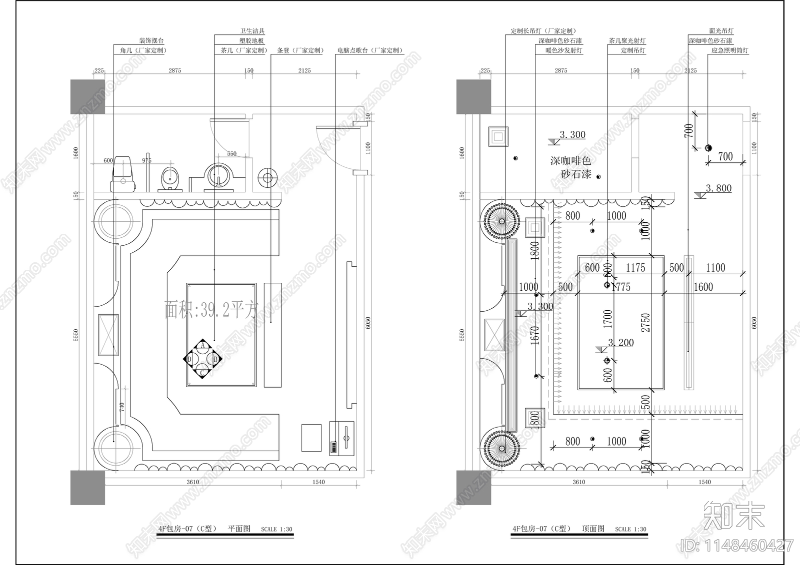 KTV包厢室内cad施工图下载【ID:1148460427】