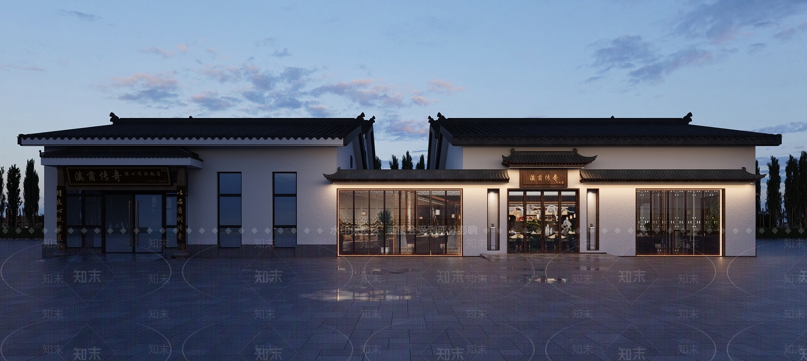 新中式中餐厅门头门面3D模型下载【ID:1148462899】